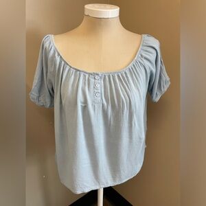 Heart & Hips off the shoulder lightweight blue flowy top blouse womens s Large